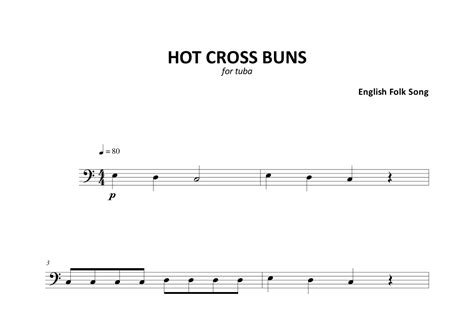 Hot Cross Buns arr André Machado by English Folk Song Sheet Music for Tuba Solo at Sheet