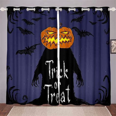 Erosebridal Halloween Window Curtains Pumpkin Lantern Window Treatments