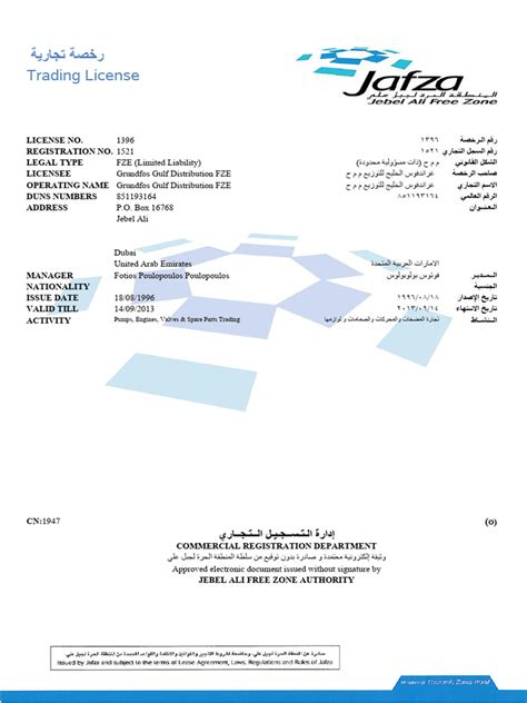 Trade License Jafza 2012 13 Pdf