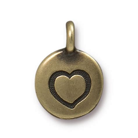 TierraCast Heart Charm Brass Ox Plated Lead Free Pewter Sterling