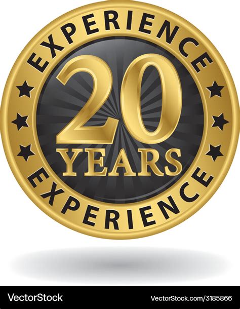 20 Years Experience Gold Label Royalty Free Vector Image