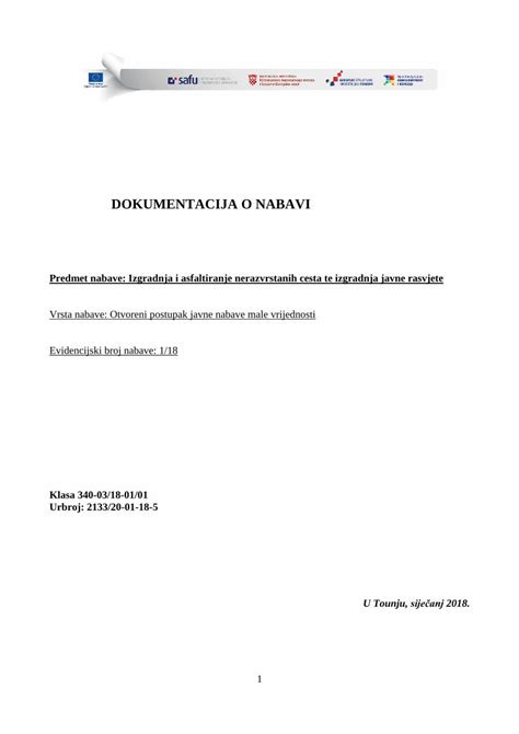 Pdf Dokumentacija O Nabavi Tounj Hr Navod Sklapa Li Se Ugovor O