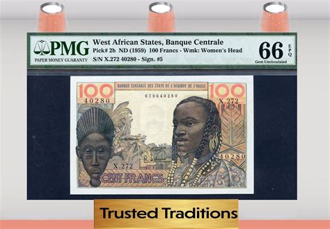 Welt Banknoten 100 FRANCS 1959 TT PK 2b ND WEST AFRICAN STATES PMG 66