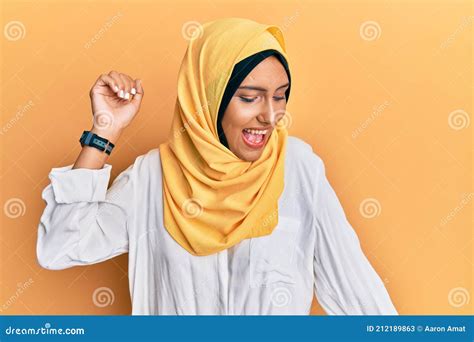 Young Brunette Arab Woman Wearing Traditional Islamic Hijab Scarf