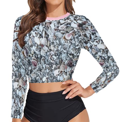 Shells On The Beach Long Sleeve Bikini Top Model S Id D