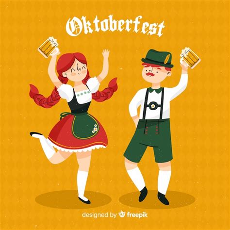 Cartoon People Celebrating Oktoberfest Vector Free Download