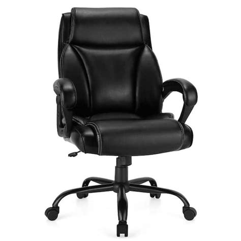 Costway Black Lbs Big And Tall Leather Office Chair Adjustable