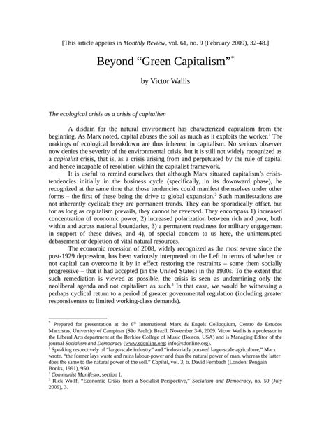 Pdf Beyond Green Capitalism