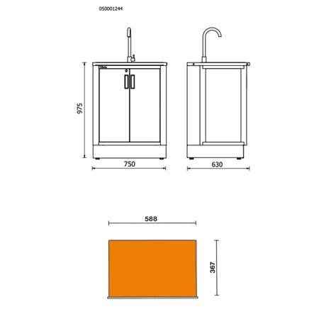 Millmatpro Meuble fixe avec évier intégré pour RSC50 Servante