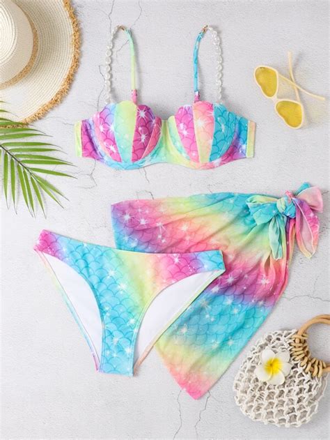 Es Esto Lo Nuevo De Conjunto De Bikini Con Estampado De Escamas De