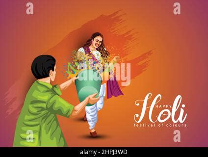 Happy Holi Celebration Greeting Background With Group Of Color Plates