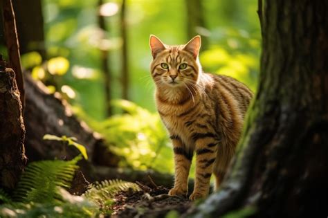 Un Gato En El Bosque Foto Premium