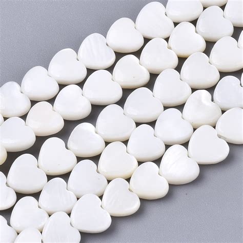 Arricraft Natural Freshwater Shell Beads Strands Heart Creamy White