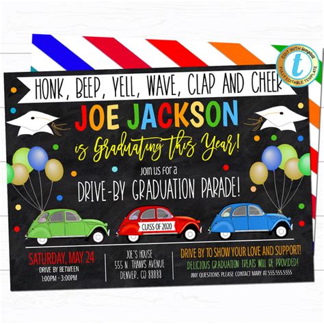 Drive By Graduation Parade Invite Tidylady Printables