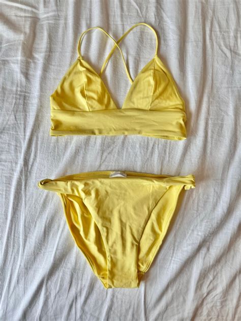 H M Yellow Bikini Women S Fashion Swimwear Bikinis Swimsuits On Carousell
