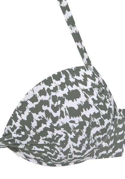 Lascana Push Up Bikini Top Sansa Oliv Bedruckt Cup A