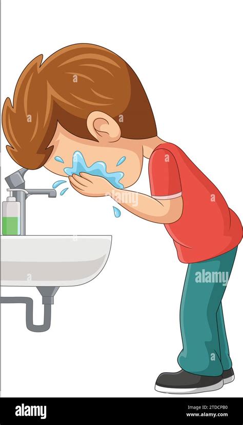 Cartoon little boy washing face in the sink Stock Vector Image & Art ...