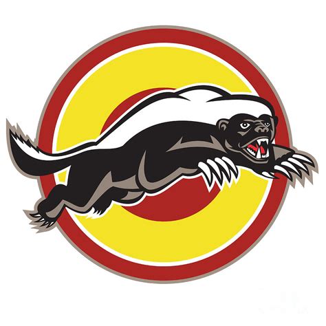 Honey Badger Mascot Leaping Circle Digital Art By Aloysius Patrimonio