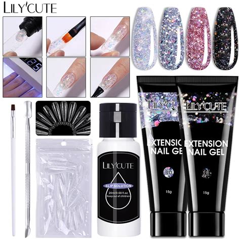 Lilycute Ml Glitter Extens O Do Prego Gel Conjunto Semi Permanente Uv