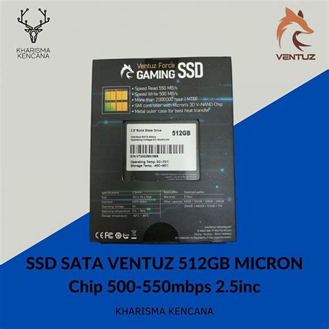 SSD SSD SATA SSD SATA VENTUZ 512GB MICRON Chip 500 550mbps 2 5inc