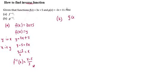 Functions How To Find Inverse Function Youtube