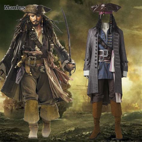 Pirates Of The Caribbean 5 Captain Jack Sparrow Costume Wig Cosplay Halloween Costume Jack