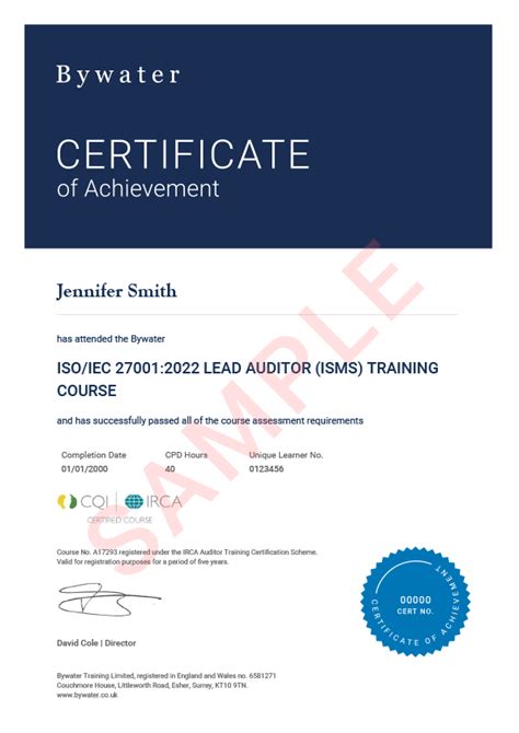 ISO 27001 Lead Auditor Training Course CQI IRCA Online UK Wide