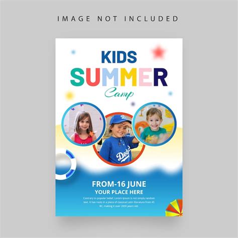 Kinder Sommercamp Flyer Layout Saison Poster Vektor Vorlage Premium