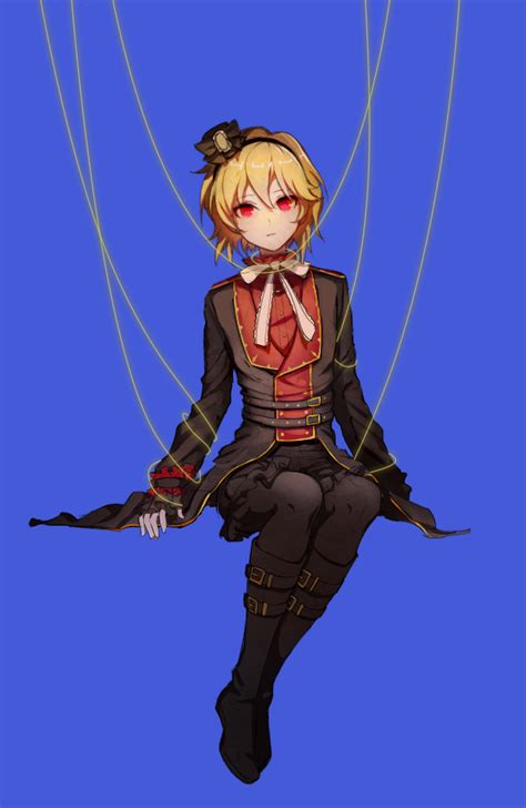 Safebooru 1boy Androgynous Black Footwear Black Pants Black Shirt Blonde Hair Blue Background