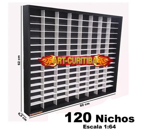 Estante Expositor Nichos Coleção Miniaturas Hot Preta Branco art curitiba