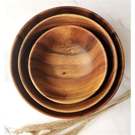 Wooden Round Salad Bowl Lazada Ph
