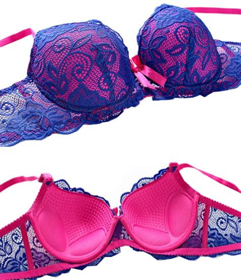 Buy Woman Pushup Padded Lace Bra Thong Style Panty Lingerie Set Online