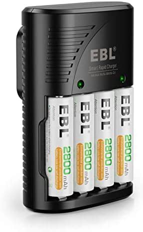 EBL Baterías AA recargables de 2800 mAh paquete de 8 y 8 bahías AA AAA