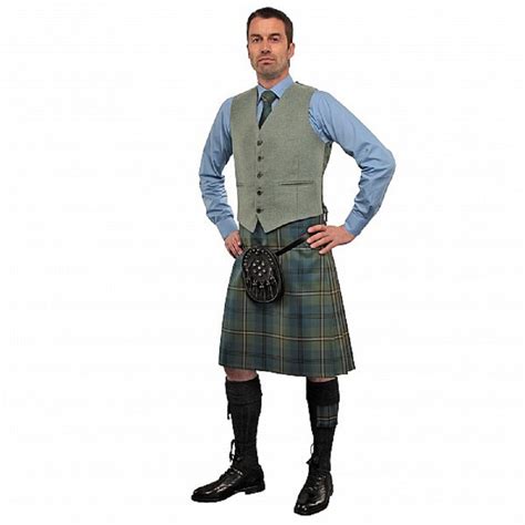 Lovat Green Tweed Argyll Waistcoat Vest Uk 32 S Eu 42 Short