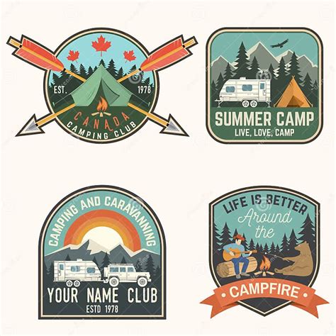 Set Of Summer Camp Badges Vector Concept For Shirt Or Logo Print