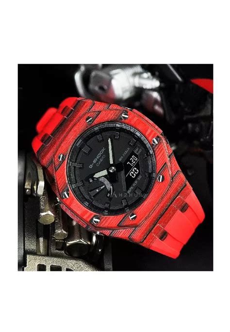 網上選購Casio Casio G Shock Black Dial Red Resin Strap Men Watch GA 2100