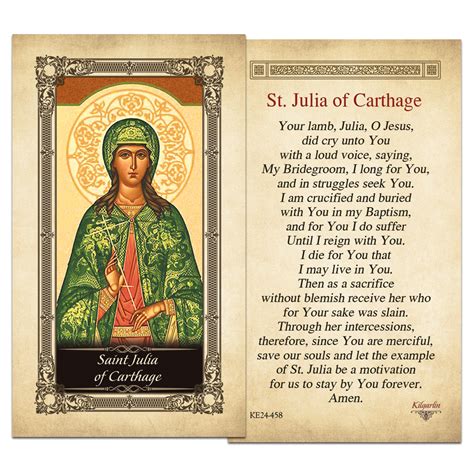 St Julia Of Carthage Kilgarlin Laminated Prayer Card Shopcatholic