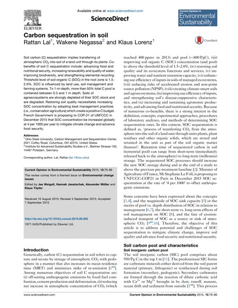 (PDF) Carbon sequestration in soil