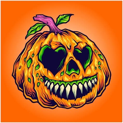 Premium Vector Evil Smile Pumpkins Halloween Illustration