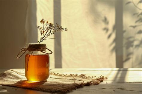 Premium Photo Pure Honey In A Jar Copy Space