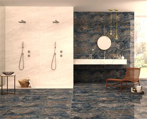 Ceramic Atrium Blue High Gloss GVT PGVT Vitrified Floor Tiles