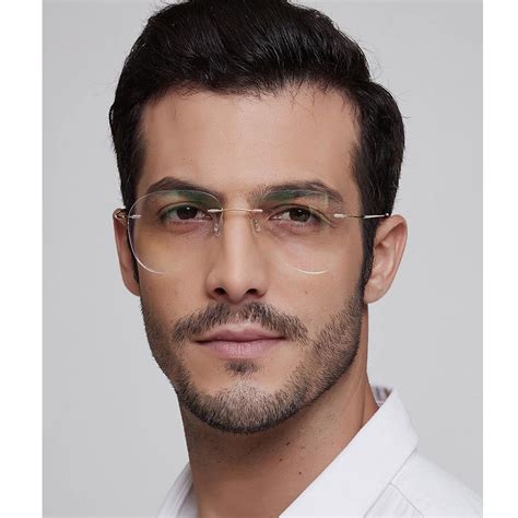 Armação De Oculos Sem Aro - Armação de Óculos de grau sem aro Aviador Oval óculos Titanium 613