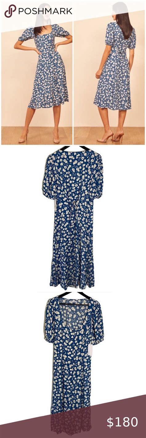 Reformation Blue Floral Beechwood Tuli Dress 10 In 2021 Blue Floral