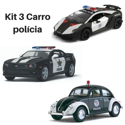 Kit Carrinho De Cole O Da Policia De Metal A Fric O Fusca Camaro