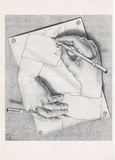 Drawing Hands Mc Escher Dutch Artist Painting Postcard Manuscript