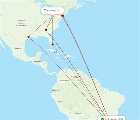 All Flight Routes From Pittsburgh To Rio De Janeiro Pit To Gig