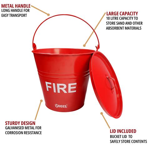 Vigil Metal Fire Bucket Bucket Lid Included Simply Safety Group