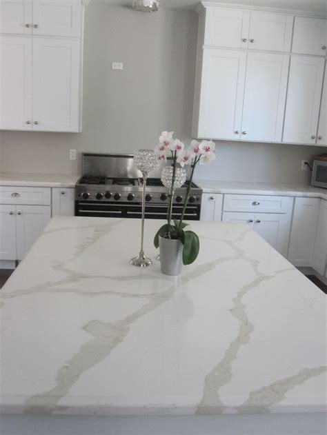 Countertop Pental Quartz Calacatta Cabinets White Shakers Kitchen