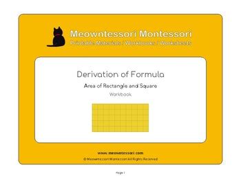 Montessori Derivation of Formula: Area of Rectangle and Square Workbook