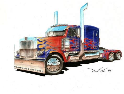 Pin By Warren Barrell On Car Art 2 Optimus Prime Truck Trucks